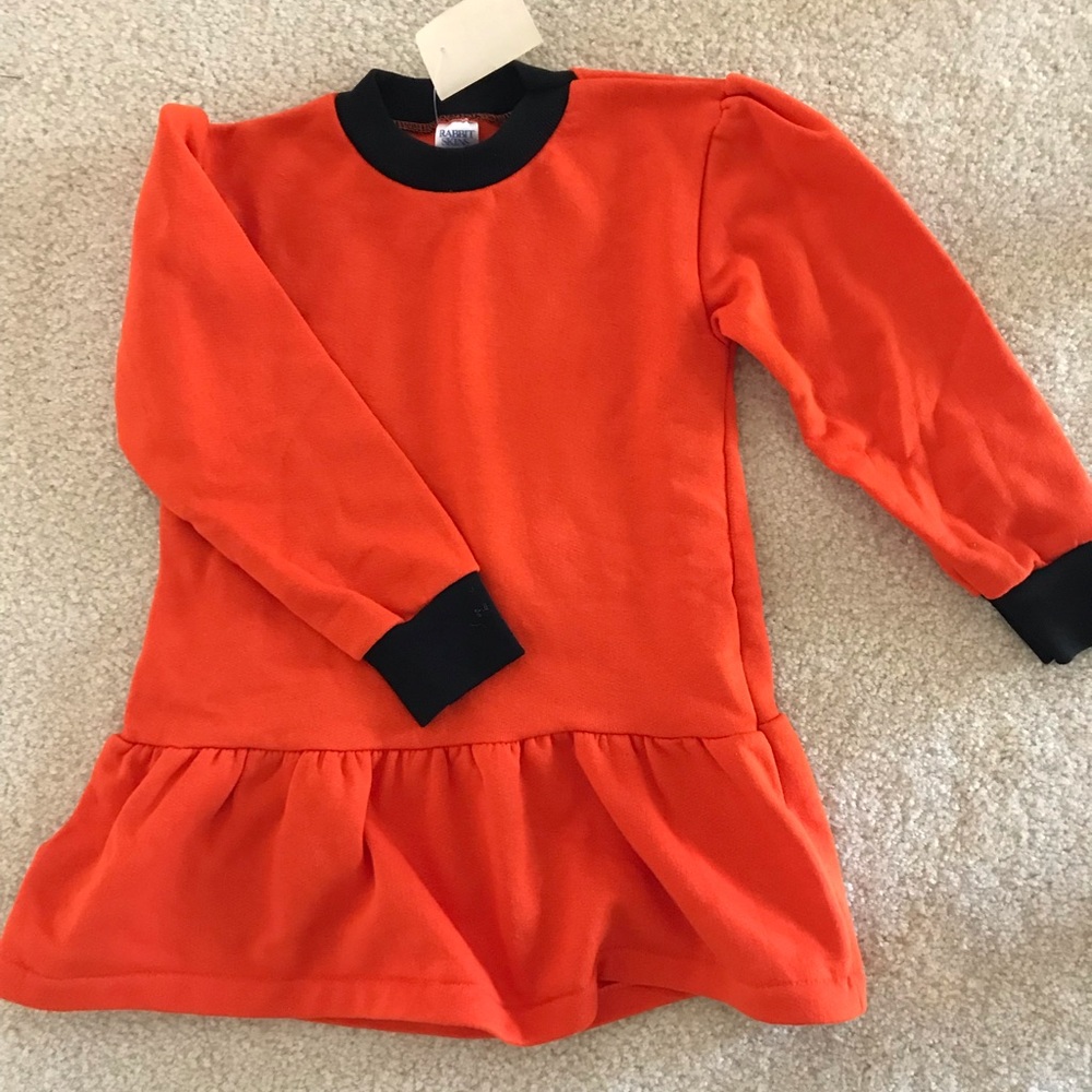 Little Girls Orange & Black knit dress Halloween-Fall-School-Church Easy Care - Picture 1 of 4